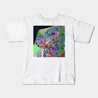 satellite city in urban global map collage art Kids T-Shirt